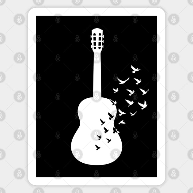 Classical Guitar Silhouette Turning Into Birds Sticker by nightsworthy